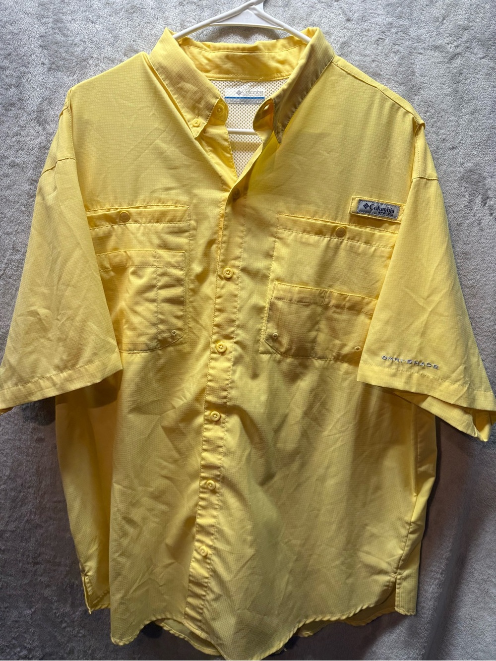 Columbia Yellow Short Sleeve Button-Up Shirt